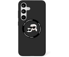 Dėklas Karl Lagerfeld Silicone Double Heads And Circle MagSafe Samsung Galaxy S25 Plus juodos spalvos