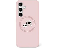 Karl Lagerfeld dėklas skirtas Samsung Galaxy S25 KLHMS25SSKCHTCP (Magnetic Silicone Double Heads) rožinės spalvos