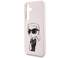 Dėklas Karl Lagerfeld Silicone Graffiti Ikonik Printed Logo MagSafe Samsung Galaxy S25 rožinės spalvos