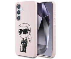 Karl Lagerfeld dėklas skirtas Samsung Galaxy S25 KLHMS25SPNYKGRTP (Magnetic Silicone Graffiti Ikonik) rožinės spalvos