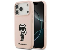 Dėklas Karl Lagerfeld Silicone Karl Sketch &amp; Logo MagSafe Case for iPhone 17 Pro Max - Rožinė