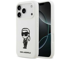 „Karl Lagerfeld“ silikoninis „Karl Sketch &amp; Logo MagSafe“ dėklas, skirtas „iPhone 17 Pro“ – Baltas