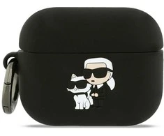 Karl Lagerfeld 3D Logo NFT Karl and Choupette Silicone dėklas skirtas AirPods Pro 3 juodos spalvos