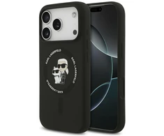 Dėklas Karl Lagerfeld Silicone Karl&amp;Choupette Ring MagSafe do iPhone 18 Pro / iPhone 17 Pro juoda