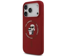 Dėklas Karl Lagerfeld Silicone Karl&amp;Choupette Ring MagSafe do iPhone 18 Pro / 17 Pro raudona