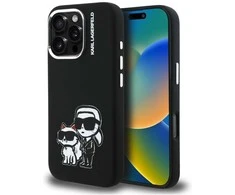 „Karl Lagerfeld“ silikoninis „Karl&amp;Choupette Sketch MagSafe“ dėklas, skirtas „iPhone 16 Pro“ – Juodas