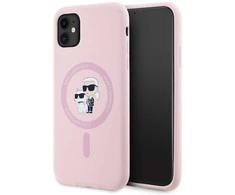 Dėklas Karl Lagerfeld Silicone Karl&amp;Choupette MagSafe iPhone 11 Case - Rožinė