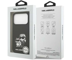Karl Lagerfeld dėklas, skirtas IPHONE 17 Pro, suderinamas su MagSafe KLHMP17LSKCGRGOK (silikonas su K&amp;C eskizu ir logotipu), juodas
