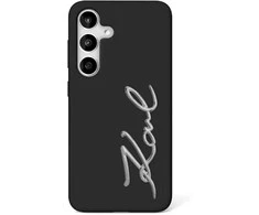 Karl Lagerfeld Silicone Metal Signature Logo Samsung Galaxy S25 dėklas telefonui juodos spalvos