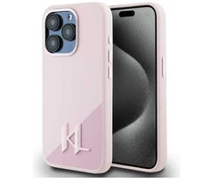 Karl Lagerfeld dėklas skirtas Apple iPhone 15 Pro Max compatible with MagSafe KLHMP15XSCMKMPCP (Silicone Initial Metal Logo) rožinės spalvos