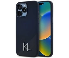 Karl Lagerfeld dėklas skirtas Apple iPhone 15 Pro Max compatible with MagSafe KLHMP15XSCMKMPCK (Silicone Initial Metal Logo) juodos spalvos