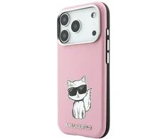 Dėklas Karl Lagerfeld Smooth Choupette Sketch MagSafe do iPhone 18 Pro / 17 Pro rožinė