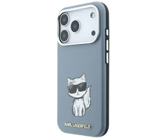 Dėklas Karl Lagerfeld Smooth Choupette Sketch MagSafe do iPhone 18 Pro / 17 Pro Šviesiai mėlynas