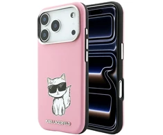 Dėklas Karl Lagerfeld Smooth Choupette Sketch MagSafe do iPhone 18 Pro / 17 Pro rožinė