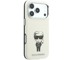 Karl Lagerfeld Smooth Ikonik Sketch MagSafe dėklas, skirtas iPhone 18 Pro / 17 Pro - smėlio spalvos