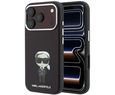 Dėklas Karl Lagerfeld dangtelis, skirtas IPHONE 18 Pro Max / 17 Pro Max, suderinamas su MagSafe (Smooth Ikonik Sketch), bordo spalvos