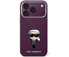 Karl Lagerfeld Smooth Ikonik Sketch MagSafe dėklas, skirtas iPhone 18 Pro / 17 Pro – bordo spalvos