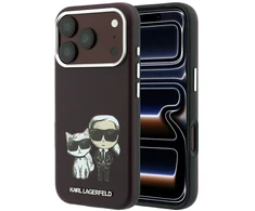 Dėklas Karl Lagerfeld Smooth Karl &amp; Choupette Bodies Sketch MagSafe case for iPhone 18 Pro / 17 Pro - burgundy