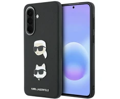 Karl Lagerfeld Liquid Silicone Metal Karl and Choupette dėklas skirtas Samsung Galaxy A57 juodos spalvos
