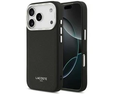 Lacoste PU Leather Champs Elysees MagSafe dėklas skirtas Apple iPhone 17 Pro juodos spalvos