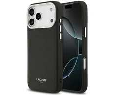 Lacoste PU Leather Champs Elysees MagSafe dėklas skirtas Apple iPhone 17 Pro Max juodos spalvos