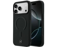 Dėklas Mercedes Leather 3D MagSafe do iPhone 18 Pro Max / 17 Pro Max juoda