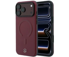 Dėklas Mercedes Leather 3D MagSafe Case for iPhone 18 Pro / 17 Pro - Burgundy