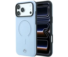 Dėklas Mercedes Leather 3D MagSafe Case for iPhone 18 Pro Max / 17 Pro Max - Mėlyna