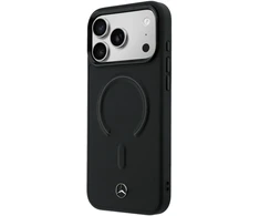 Mercedes PU Leather 3D MagSafe dėklas skirtas Apple iPhone 17 Pro juodos spalvos