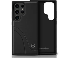 Mercedes Leather Curved Stitches Samsung Galaxy S25 Ultra dėklas telefonui juodos spalvos