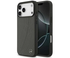 Dėklas Mercedes Leather Large Laurel Leave MagSafe Apple iPhone 17 Pro Max antracito