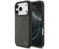 Dėklas Aprašymas „Mercedes Leather Large Laurel Leave MagSafe Apple iPhone 17 Pro Anthracite“