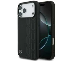 Mercedes Leather Laurel Leaves MagSafe dėklas skirtas Apple iPhone 17 Pro Max juodos spalvos