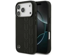 Mercedes Leather Laurel Leaves MagSafe dėklas skirtas Apple iPhone 17 Pro juodos spalvos