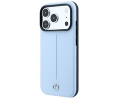Dėklas Mercedes Leather Semi Wrap Iconic Line MagSafe do iPhone 18 Pro Max / 17 Pro Max mėlyna