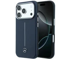 „Mercedes“ odinis pusiau apvyniojamas „Iconic Line MagSafe“ dėklas, skirtas „iPhone 17 Pro Max“ – tamsiai mėlynas Mėlyna