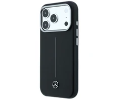 Dėklas Mercedes Leather Semi Wrap Iconic Line MagSafe Case for iPhone 17 Pro - Juodas