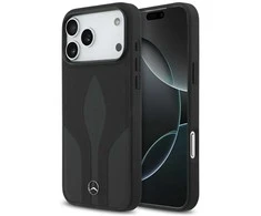 Dėklas Mercedes Leather The Move MagSafe skirtas Apple iPhone 17 Pro Max juodos spalvos