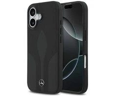Dėklas Mercedes Leather The Move MagSafe skirtas Apple iPhone 17 juodos spalvos