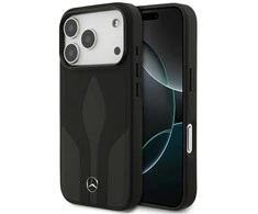 Dėklas Mercedes Leather The Move MagSafe skirtas Apple iPhone 17 Pro juodos spalvos