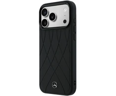 Dėklas Mercedes Leather with Crossed Lines MagSafe do iPhone 17 Pro Max juoda