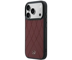Dėklas Mercedes Leather with Crossed Lines MagSafe do iPhone 17 Pro Max raudona