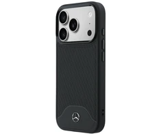 Dėklas Mercedes Leather Wood Effect and Curve MagSafe do iPhone 17 Pro Max juoda