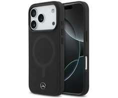 Dėklas Mercedes Plain Smooth Leather MagSafe skirtas Apple iPhone 17 Pro juodos spalvos