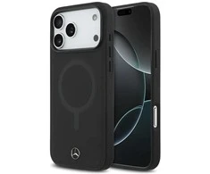 Dėklas Mercedes Plain Smooth Leather MagSafe skirtas Apple iPhone 17 Pro Max juodos spalvos
