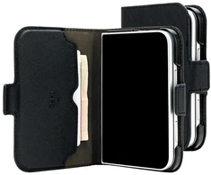 „Mercury“ aukščiausios kokybės piniginės tipo dienoraščio dėklas „iPhone Duo“ juodas