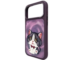 Dėklas NIMMY case BIG EYED CREAM CAT for IPHONE 18 Pro/17 Pro violetinė