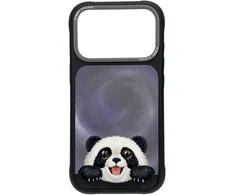 Dėklas NIMMY case BIG EYED LYING GIANT PANDA compatible with MagSafe for IPHONE 18 Pro/17 Pro juodas