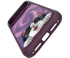 Dėklas NIMMY case BIG EYED LYING CREAM CAT compatible with MagSafe for IPHONE 18 Pro Max/17 Pro Max violetinė