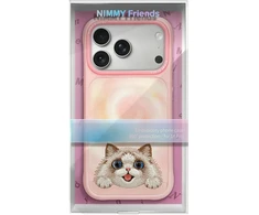Dėklas NIMMY case BIG EYED LYING RAGDOLL CAT compatible with MagSafe for IPHONE 18 Pro/17 Pro pink